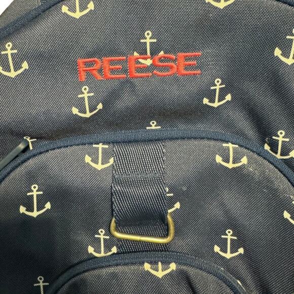 Pottery Barn Teen Gear-Up Navy Anchor Backpack Embroidered Reese - Picture 3 of 11